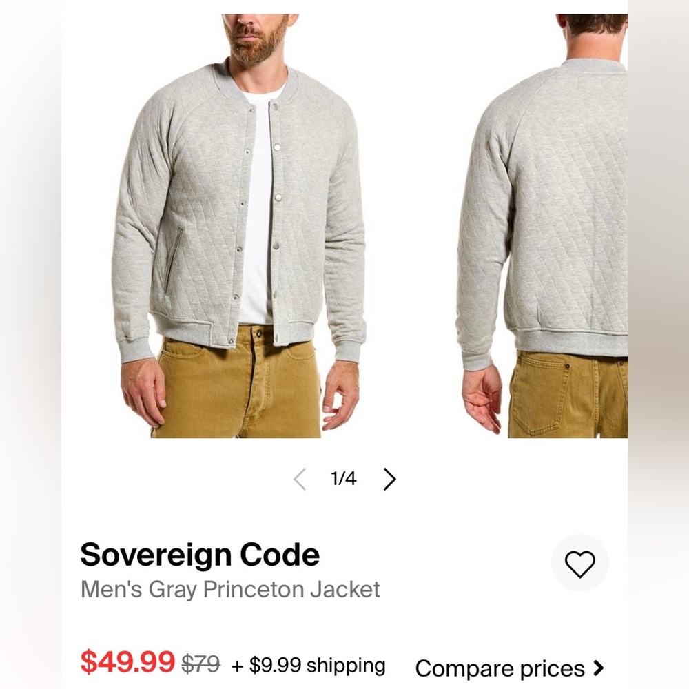 NWT Sovereign Code Men's Gray Princeton Jacket size S